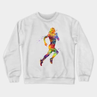 Girl Running Watercolor Crewneck Sweatshirt